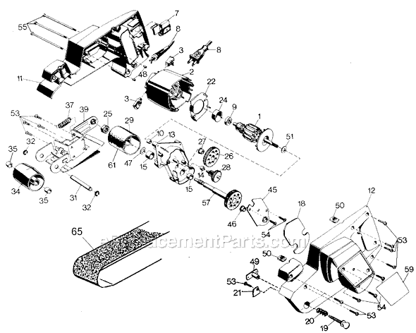 Page A Diagram and Parts List for 7447-04 Type 1 Black and Decker Belt or Drum Sander